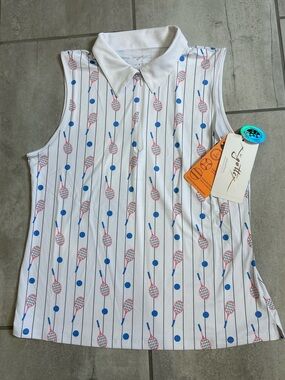 NWT Ladies GOTTEX Pink/blue/white Golf/Tennis/Leisure Shirt-Size Large